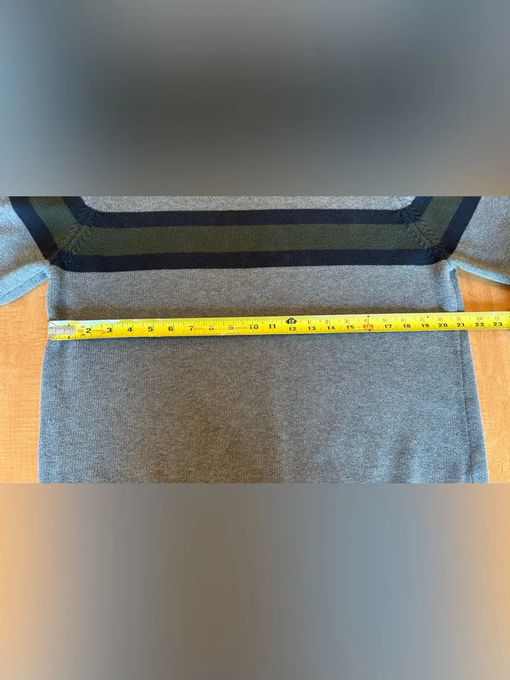 Eddie Bauer 100% Cotton Crewneck with Navy & Olive Stripes